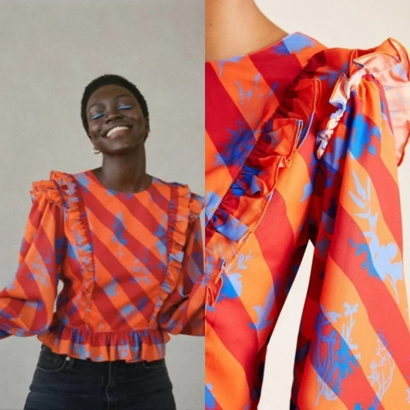 Anthropologie Siddhartha Bansal Ruffled Mansard Blouse Size Medium NWOT - Picture 14 of 15